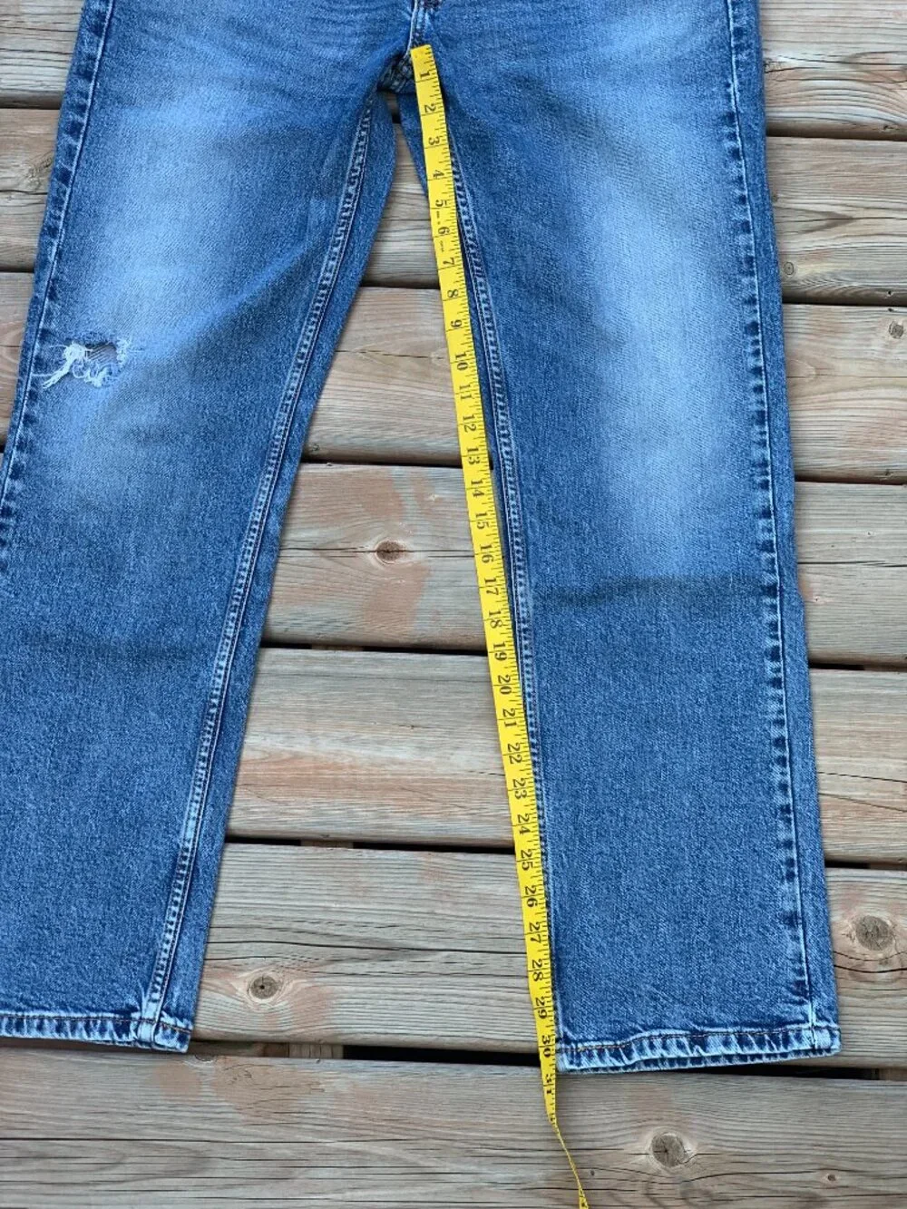 Levi's 514 Jeans Men 36x32 Blue Faded Distressed Denim Straight Leg Casual Pants